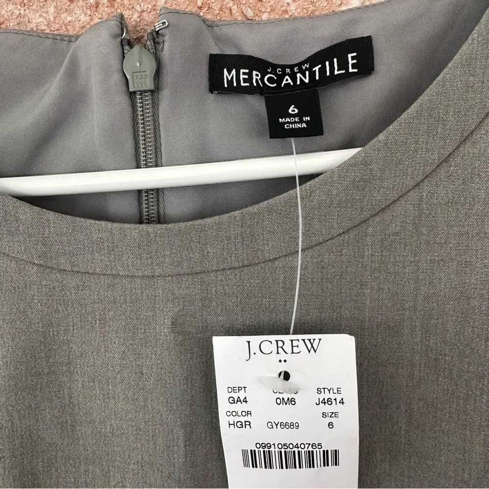 J. Crew Pencil Shift Suiting Dress Gray Knee Length Business NEW Women’s 6 - Picture 4 of 8